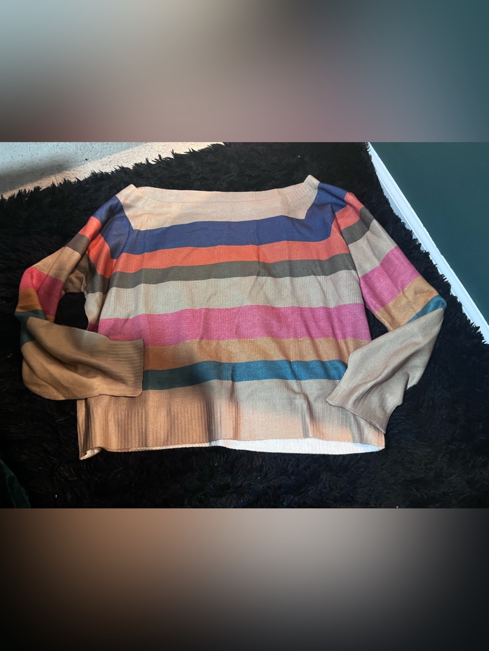 NWOT Striped Multicolor Boatneck Women's Sweater